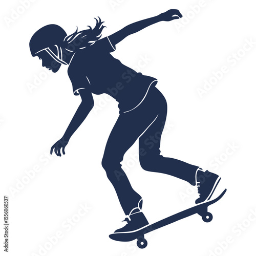Girl Skateboarding: Powerful Silhouette Illustration