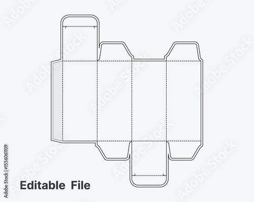 box die line design, Packaging Box Die Cut, die-line template, Simple Packaging Box Die Cut Double Sided design