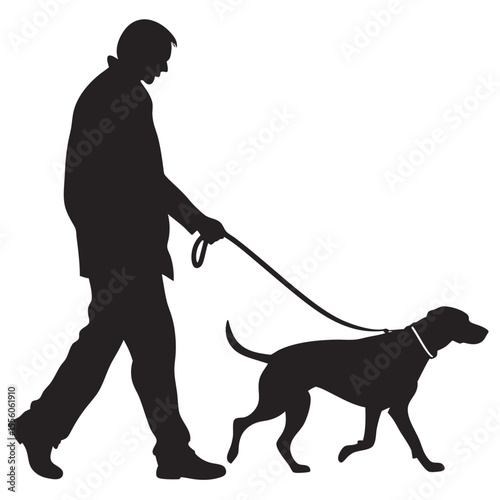 Man Walking Dog: Silhouette Illustration