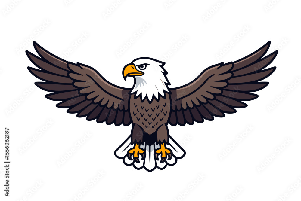 Fototapeta premium Illustration of an American Bald Eagle with Wings Spread, Symbol of Freedom and National Pride
