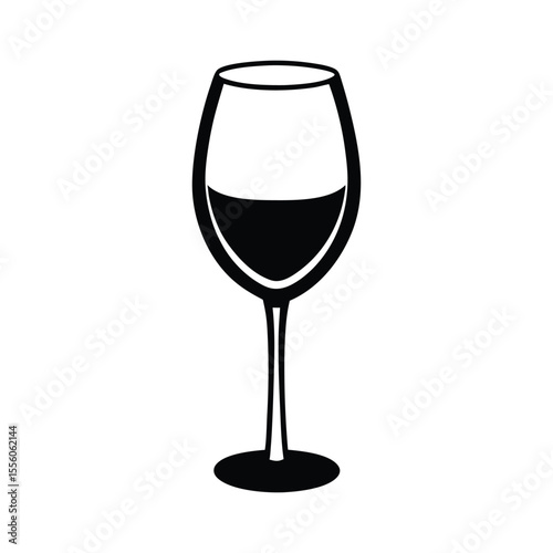 Elegant glasses of red wine, a perfect beverage for celebration wine glass silhouette icon vector illustration