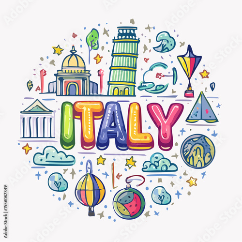 Scritta ITALY con decorazioni 