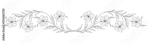 flower and leaves drawing. Vector hand drawn engraved floral card. Botanical, branch and flower Black ink sketch. Great for tattoo, invitations, greeting cards, decor