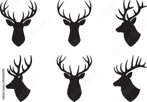 Elegant Deer Head Silhouettes A Collection of Six Unique Antler Designs