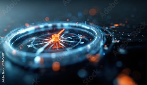 Wallpaper Mural Futuristic Compass Guides the Path Through a Digital Galaxy Torontodigital.ca