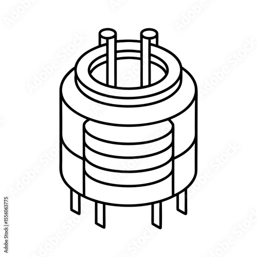 air core inductor white background outline