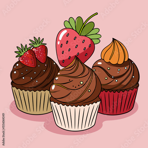 vector illustration of cupcakes