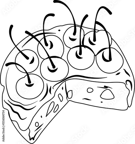 Chocolate Cake Cherry coloring page