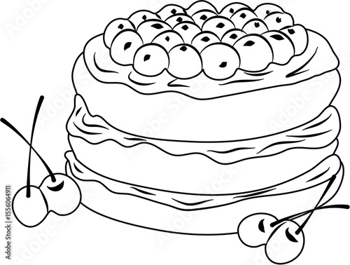 Chocolate Cake Cherry coloring page