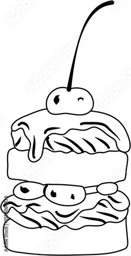 Chocolate Cake Cherry coloring page