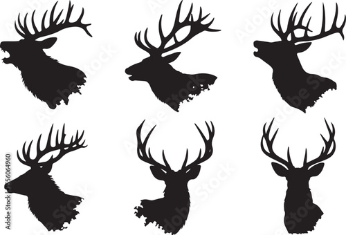 Majestic Deer Head Silhouettes A Collection of Elegant Antler Designs