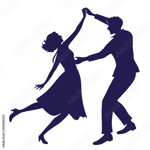 Elegant Couple Silhouette: Ballroom Dance Graphic