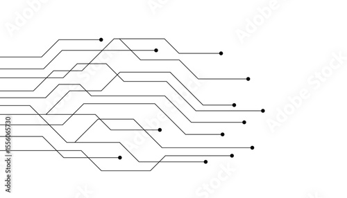 Abstract Circuit Board Design: Lines, Nodes, Connections, Technology, Innovation.