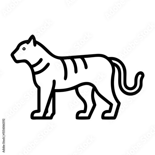 Tiger Outline Vector Illustration – Minimal Line Art Design

