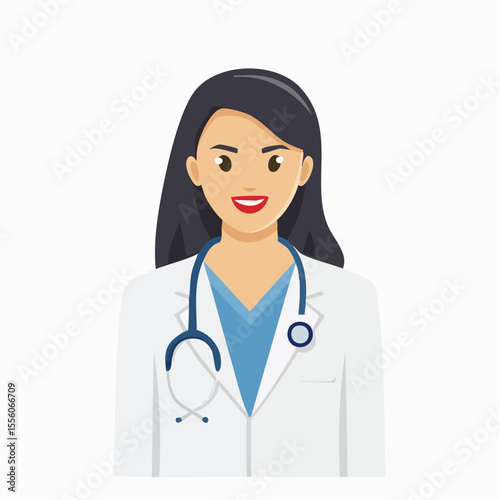 Smiling Female Doctor Avatar Healthcare Professional Illustration