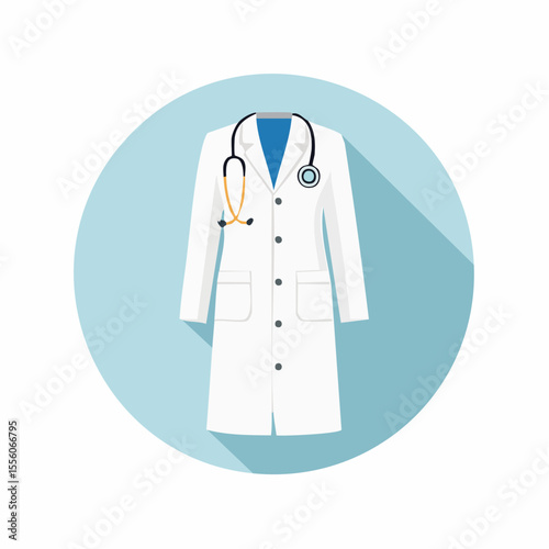 Doctor's Lab Coat and Stethoscope Medical Professional Uniform Illustration