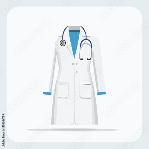 Medical Professional Lab Coat and Stethoscope Illustration
