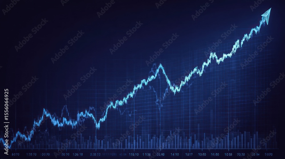 Fototapeta premium Stock market graph shows upward trend