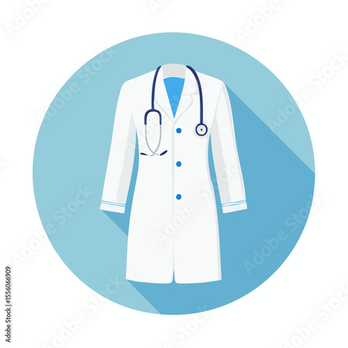 Doctor's Lab Coat and Stethoscope Icon Medical Professional Uniform Illustration