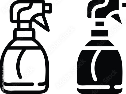 Minimalist Line Art Spray Bottle Icon – Black and White Vector Illustration for Modern Packaging Design