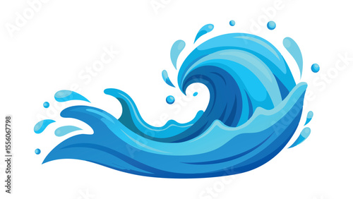 Splashing Water Waves Vector Illustration on White Background – Minimal and Dynamic Fluid Design