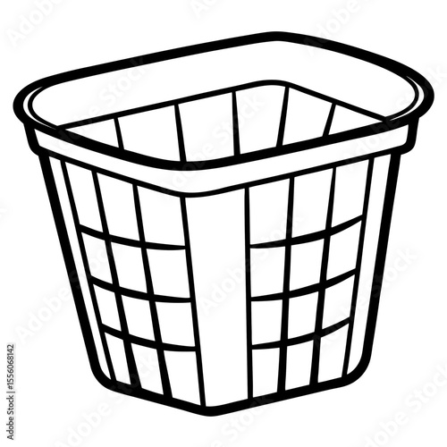 Clean Laundry Bin Outline Vector