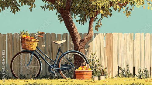 Vintage Bicycle Leaning Against a Wooden Fence