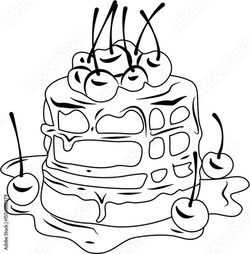 Chocolate Cake Cherry coloring page