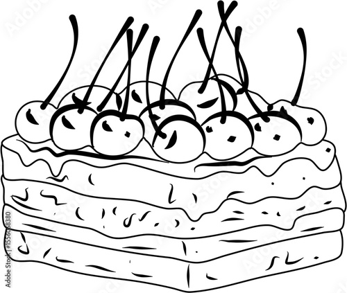 Chocolate Cake Cherry coloring page