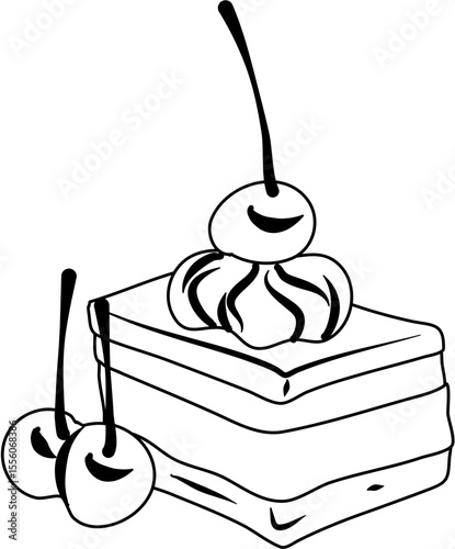 Chocolate Cake Cherry coloring page