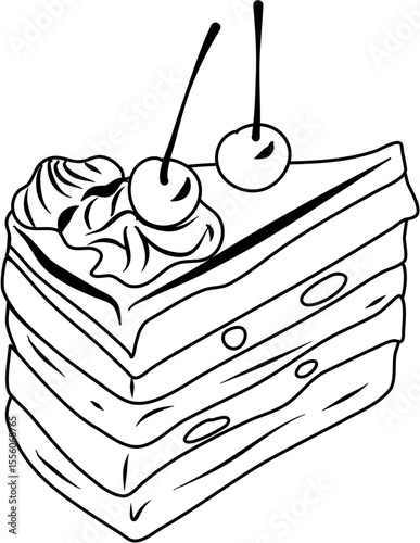 Chocolate Cake Cherry coloring page