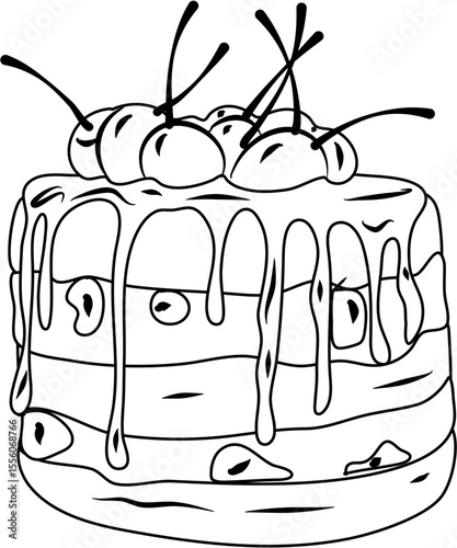 Chocolate Cake Cherry coloring page