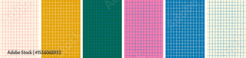 Vertical banner templates set for back to school education concept. Colorful notebook pages, sheets and colored graph grid paper with vintage texture. Modern retro vector illustration with copy space