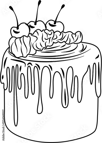 Chocolate Cake Cherry coloring page