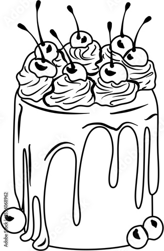 Chocolate Cake Cherry coloring page
