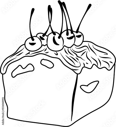 Chocolate Cake Cherry coloring page