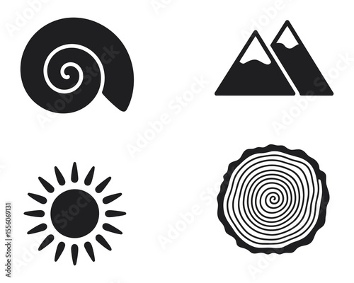 A set of colorful vector swirl icons for web design or nature-inspired decoration