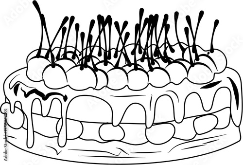 Chocolate Cake Cherry coloring page