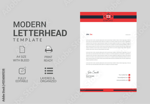 Clean and Professional Business Letterhead Template Design in EPS Format

