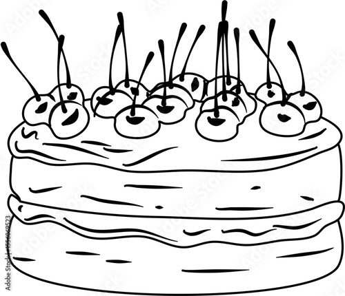 Chocolate Cake Cherry coloring page