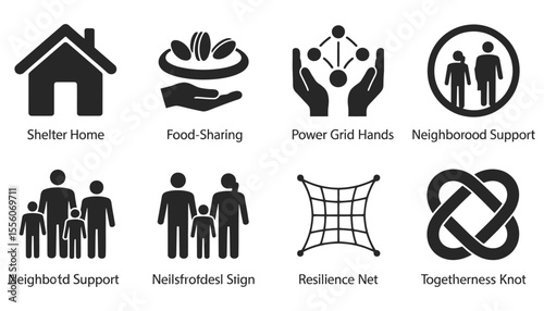 Vector set of family and business people icons, a collection of diverse human silhouettes illustrating various signs and symbols