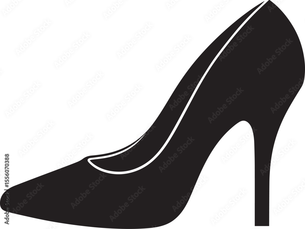 Obraz premium High Heel Fashion Shoe Black Silhouette | Classy Footwear Icon