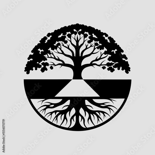 Tree of Life Silhouette – Intricate Roots and Branches Symbol Design

