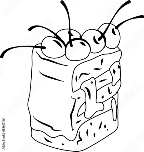 Chocolate Cake Cherry coloring page