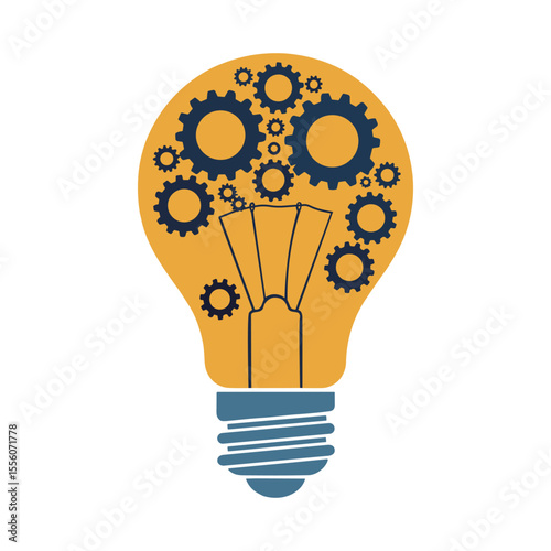 Light Bulb with Gears Vector for Innovation and Engineering Concepts
