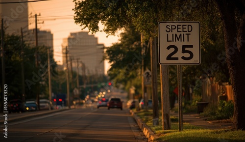 Wallpaper Mural Golden Hour Glow on a Quiet Suburban Street, Speed Limit 25 Torontodigital.ca