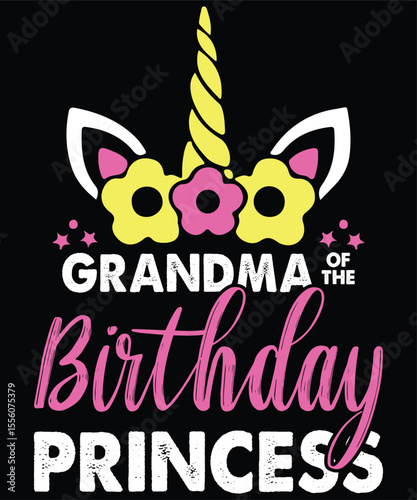 "Unicorn Birthday Design for Grandma of the Party Princess"