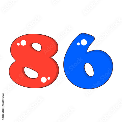 Number 86 Colorful Symbol