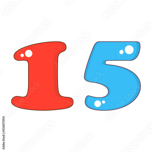 Number 15 Colorful Symbol