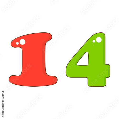 Number 14 Colorful Symbol